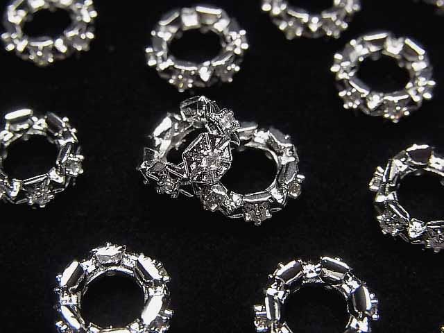 【動画】メタルパーツ ロンデル10×10×4mm シルバーカラー(CZ付) 2個の画像