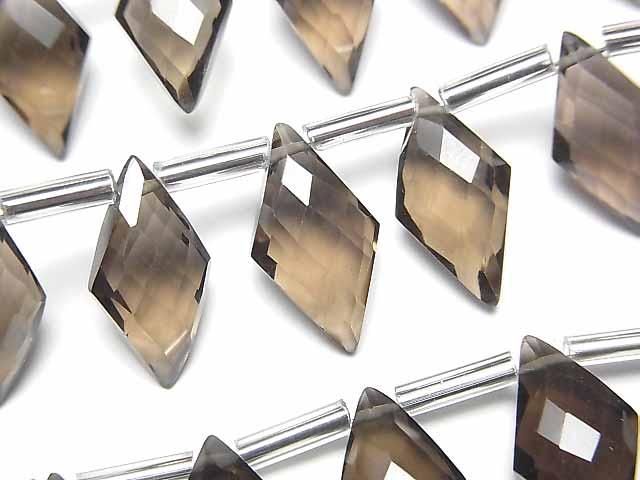 【動画】宝石質スモーキークォーツAAA ダイヤカット15×8mm 半連/1連(12粒)の画像