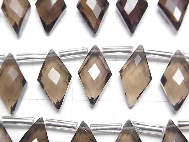 【動画】宝石質スモーキークォーツAAA ダイヤカット15×8mm 半連/1連(12粒) サムネイル2