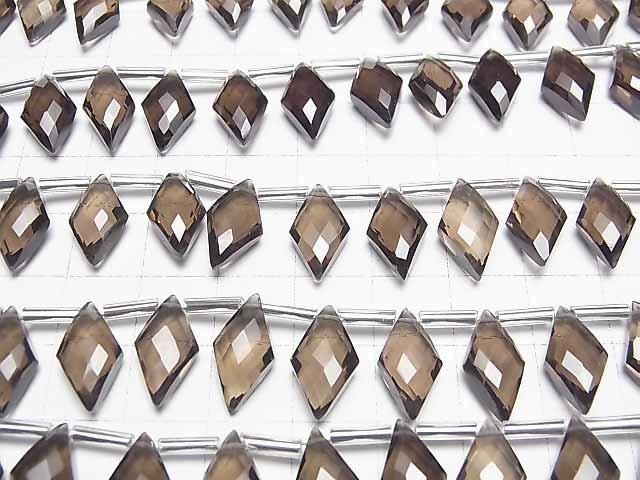 【動画】宝石質スモーキークォーツAAA ダイヤカット15×8mm 半連/1連(12粒) サムネイル3