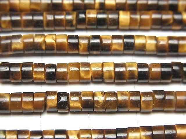 【動画】イエロータイガーアイAA++ ロンデル(ヘイシ)4×4×2mm 1連(約36cm) サムネイル2