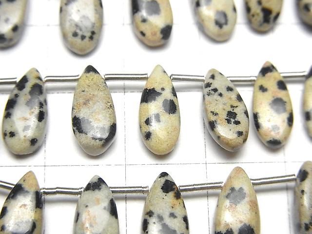 【動画】ダルメシアンジャスパー ペアシェイプ(プレーン)12×5mm 1連(18粒) サムネイル2