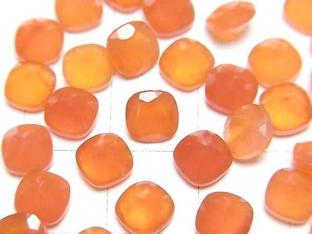 【動画】宝石質カーネリアンAAA ルース スクエアファセットカット6×6mm 4粒 サムネイル2