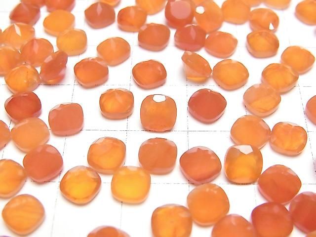 【動画】宝石質カーネリアンAAA ルース スクエアファセットカット6×6mm 4粒 サムネイル3