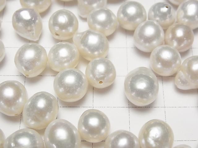 【動画】【粒売り】淡水真珠AA+ ルース ポテト~バロック9~10mm 【片穴】 ホワイト 5粒 サムネイル2
