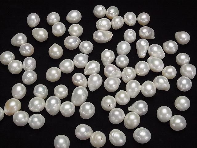 【動画】【粒売り】淡水真珠AA+ ルース ポテト~バロック9~10mm 【片穴】 ホワイト 5粒 サムネイル4