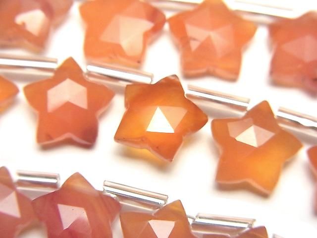 【動画】宝石質カーネリアンAAA- スターカット10×10mm 1連(8粒)の画像