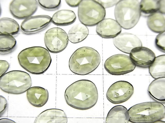 【動画】宝石質モルダバイトAAA- ルース フリーフォーム 片面ローズカット 5個 サムネイル2