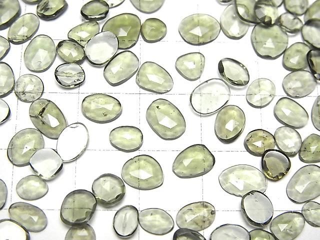 【動画】宝石質モルダバイトAAA- ルース フリーフォーム 片面ローズカット 5個 サムネイル3