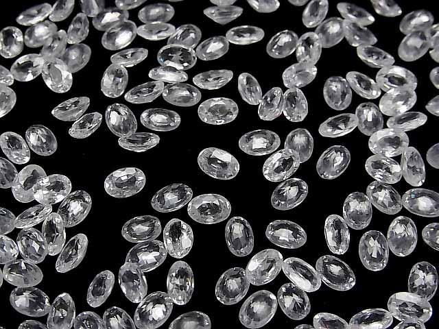 【動画】宝石質天然ホワイトジルコンAAA ルース オーバルファセットカット6×4mm 2粒 サムネイル3