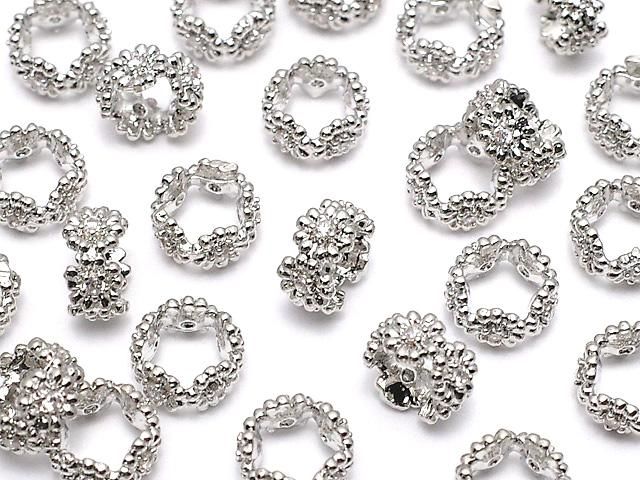 【動画】メタルパーツ ロンデル6×6×3mm シルバーカラー(CZ付) 2個の画像