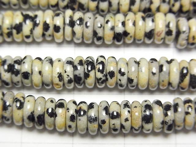 【動画】ダルメシアンジャスパー ロンデル(ボタン)6×6×2mm 1連(約37cm) サムネイル2