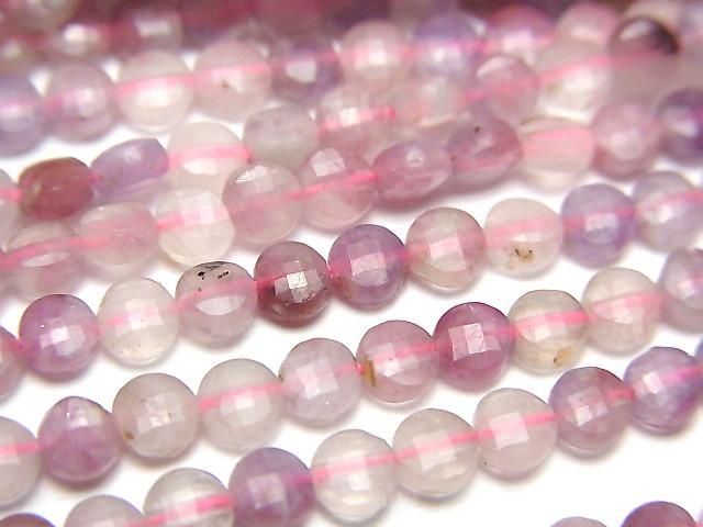 【動画】【素晴らしい輝き】ピンクトルマリンシリカAA+ コインカット4×4×2mm 1連(約36cm)の画像