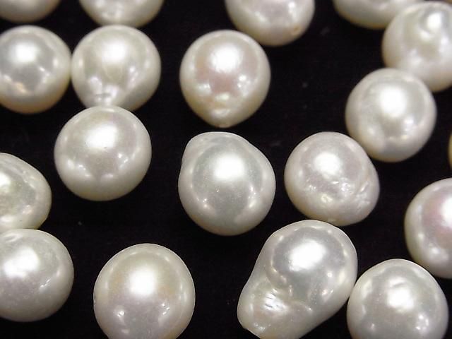 【動画】【粒売り】淡水真珠AA+ ルース ポテト~ドロップ10~13mm 【片穴】 ホワイト 3粒の画像