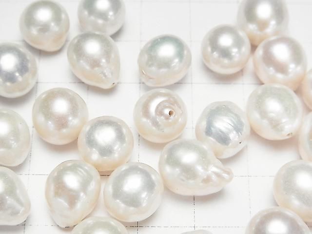 【動画】【粒売り】淡水真珠AA+ ルース ポテト~ドロップ10~13mm 【片穴】 ホワイト 3粒 サムネイル2