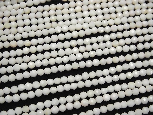 【動画】【素晴らしい輝き】ホワイトコーラル(白サンゴ) ラウンドカット3mm 1連(約37cm) サムネイル3