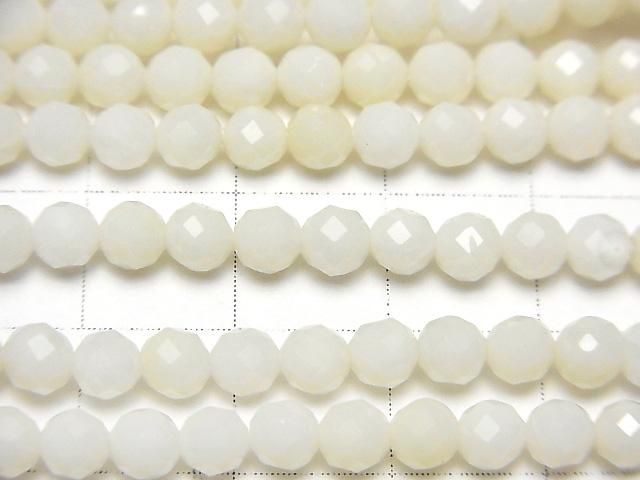 【動画】【素晴らしい輝き】ホワイトコーラル(白サンゴ) ラウンドカット4mm 1連(約37cm) サムネイル2