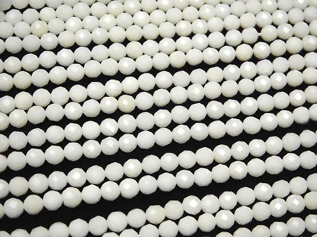 【動画】【素晴らしい輝き】ホワイトコーラル(白サンゴ) ラウンドカット4mm 1連(約37cm) サムネイル3