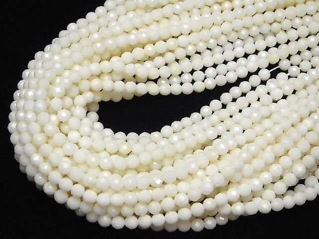 【動画】【素晴らしい輝き】ホワイトコーラル(白サンゴ) ラウンドカット4mm 1連(約37cm) サムネイル4