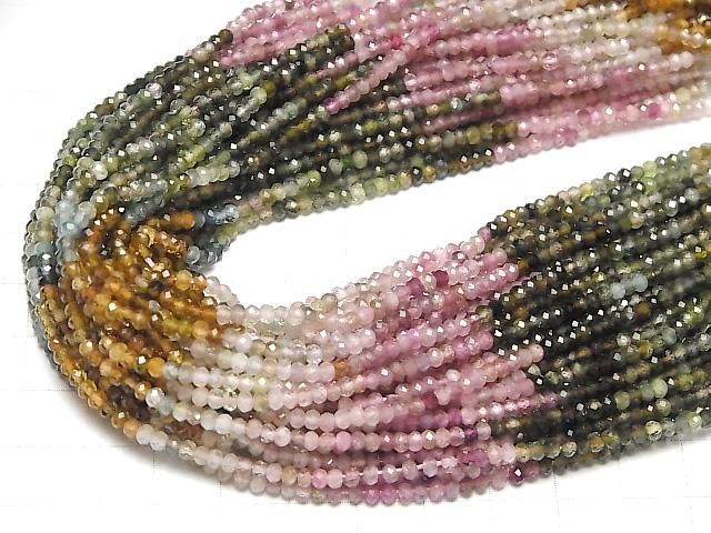 【動画】【素晴らしい輝き】マルチカラートルマリンAA++ ボタンカット2.5×2.5×2mm 1連(約36cm) サムネイル4