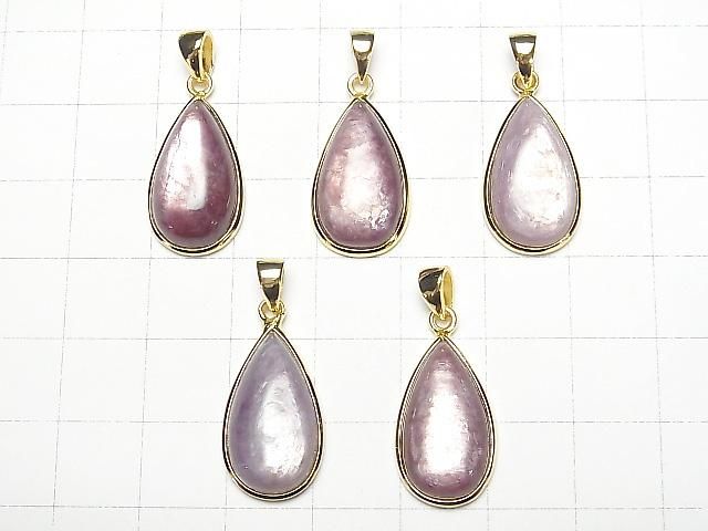 【動画】ロイヤルレピドライトキャッツアイAAA ペアシェイプ15×10mm ペンダントトップ 18KGP製 1個 サムネイル4