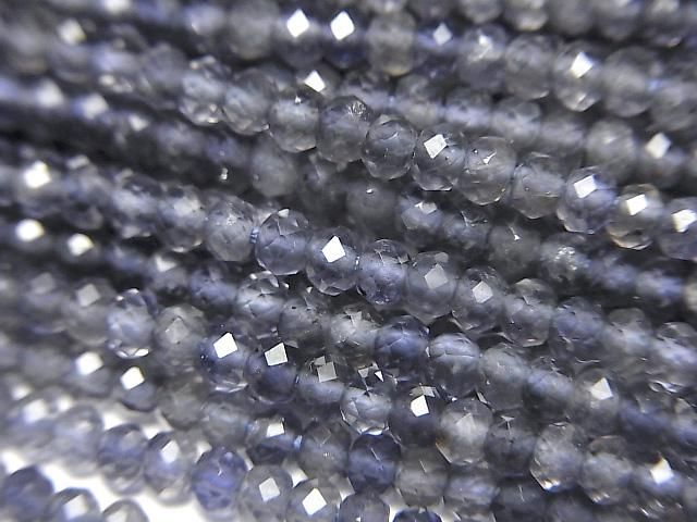 【動画】【素晴らしい輝き】宝石質アイオライトAAA ボタンカット3×3×2mm 1連(約30cm)の画像