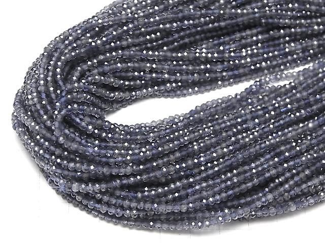 【動画】【素晴らしい輝き】宝石質アイオライトAAA ボタンカット3×3×2mm 1連(約30cm) サムネイル4