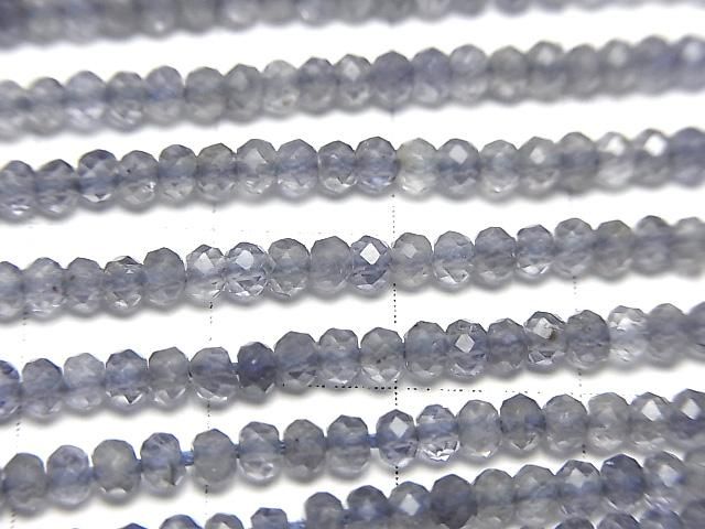 【動画】【素晴らしい輝き】宝石質アイオライトAAA- ボタンカット3×3×2mm 【ライトカラー】 1連(約30cm) サムネイル2