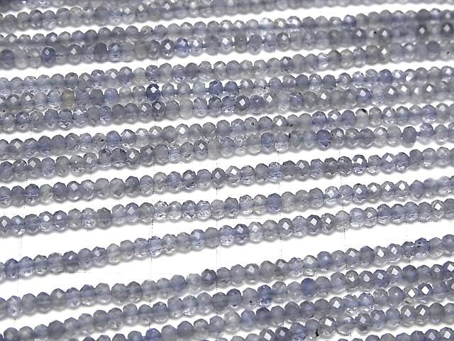 【動画】【素晴らしい輝き】宝石質アイオライトAAA- ボタンカット3×3×2mm 【ライトカラー】 1連(約30cm) サムネイル3