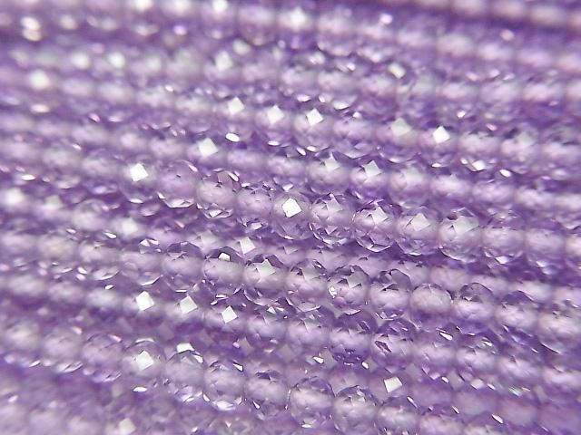 【動画】【素晴らしい輝き】宝石質ピンクアメジストAAA セミラウンドカット3mm 1連(約30cm)の画像