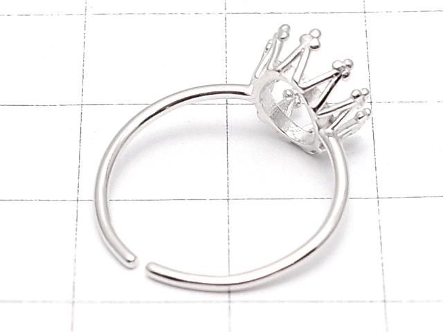 【動画】Silver925 クラウン リング空枠(爪留め)オーバル8×6mm ロジウム フリーサイズ 1個 サムネイル3