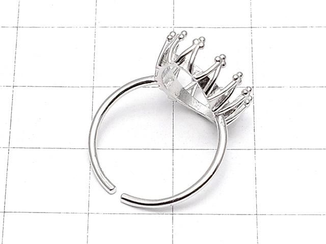 【動画】Silver925 クラウン リング空枠(爪留め)オーバル14×10mm ロジウム フリーサイズ 1個 サムネイル3