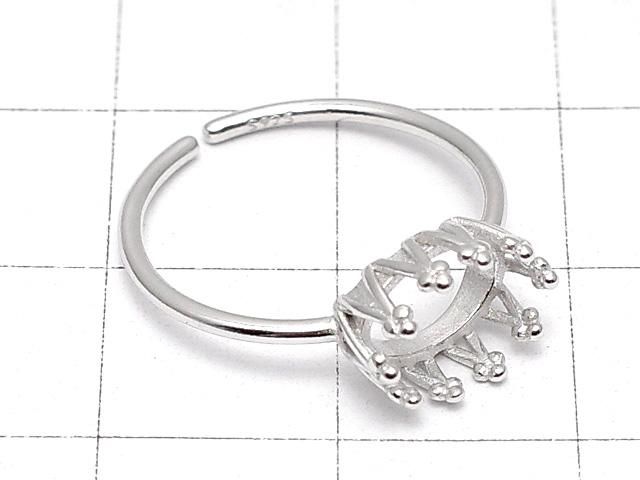 【動画】Silver925 クラウン リング空枠(爪留め)横向きオーバル8×6mm ロジウム フリーサイズ 1個 サムネイル2