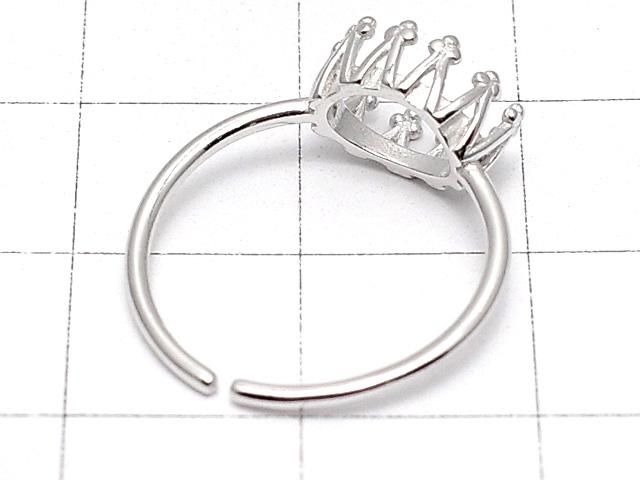 【動画】Silver925 クラウン リング空枠(爪留め)横向きオーバル8×6mm ロジウム フリーサイズ 1個 サムネイル3