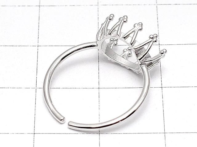 【動画】Silver925 クラウン リング空枠(爪留め)横向きオーバル10×8mm ロジウム フリーサイズ 1個 サムネイル3