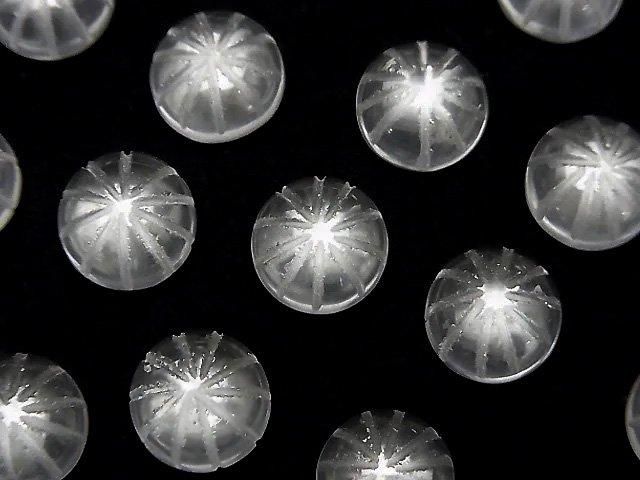 【動画】宝石質クリスタルAAA 彫刻入りラウンド カボション10×10mm 3個の画像