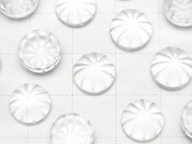 【動画】宝石質クリスタルAAA 彫刻入りラウンド カボション10×10mm 3個 サムネイル2