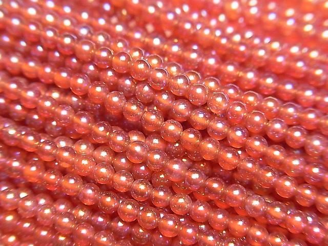 【動画】フラッシュ・レッドアゲート 極小ラウンド2mm 1連(約38cm)の画像