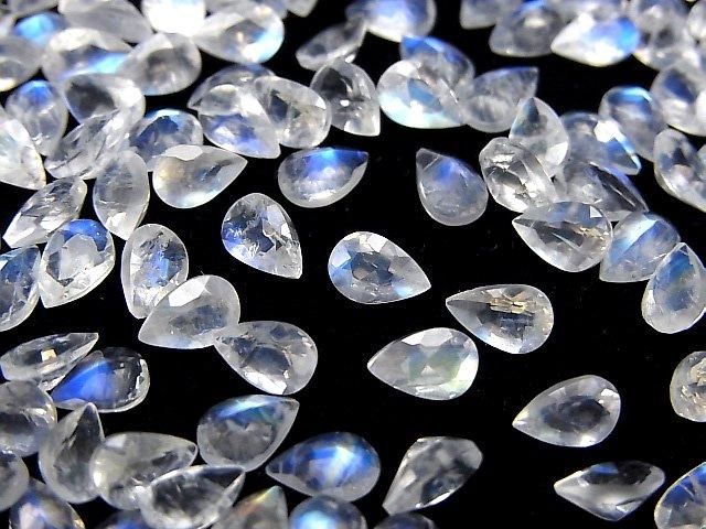 【動画】宝石質レインボームーンストーンAAA ルース ペアシェイプファセットカット6×4mm 5粒 サムネイル3