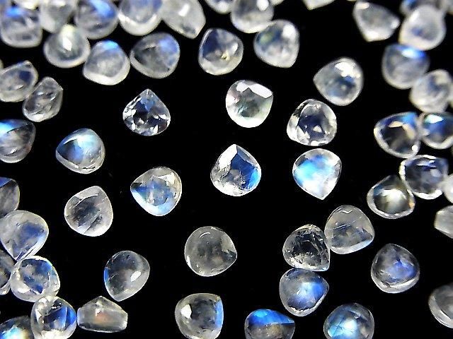 【動画】宝石質レインボームーンストーンAAA ルース マロンファセットカット4×4mm 5粒の画像