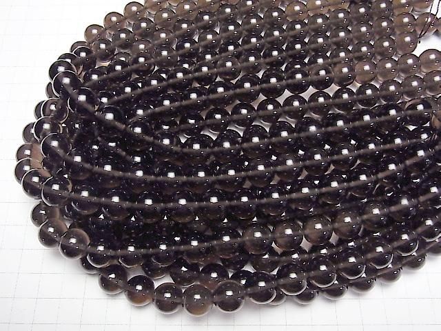 【動画】メキシコ産ブラックアイスオブシディアンAAA ラウンド12mm 半連/1連(約37cm) サムネイル4