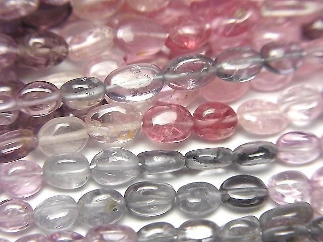 【動画】宝石質マルチカラースピネルAAA- タンブル~オーバル 半連/1連(約18cm)の画像