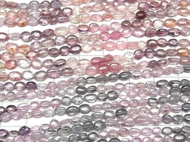 【動画】宝石質マルチカラースピネルAAA- タンブル~オーバル 半連/1連(約18cm) サムネイル3