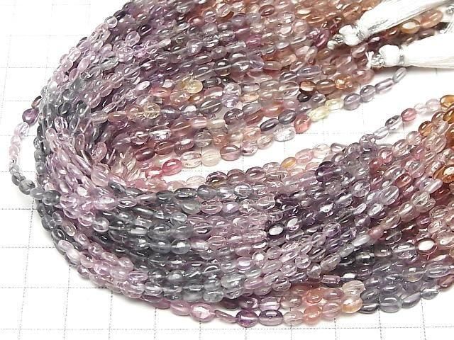 【動画】宝石質マルチカラースピネルAAA- タンブル~オーバル 半連/1連(約18cm) サムネイル4