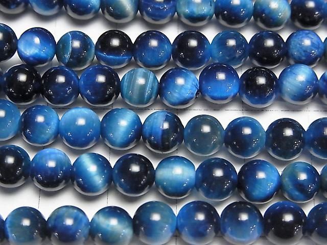 【動画】ブルーカラータイガーアイAA++ ラウンド6mm 1連(約37cm) サムネイル2