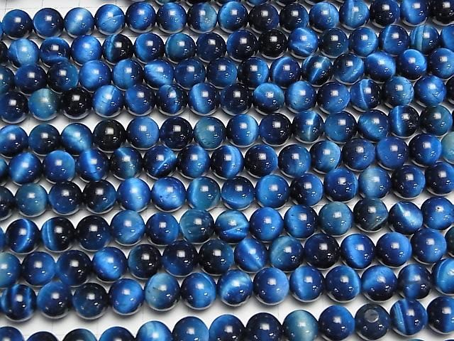 【動画】ブルーカラータイガーアイAAA- ラウンド8mm 半連/1連(約36cm) サムネイル3