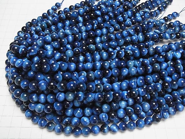 【動画】ブルーカラータイガーアイAAA- ラウンド8mm 半連/1連(約36cm) サムネイル4