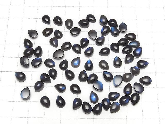 【動画】宝石質ブラックラブラドライトAAA- ペアシェイプ カボション8×6mm 5個 サムネイル4