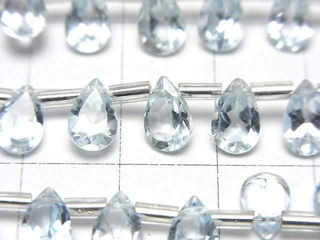 【動画】宝石質スカイブルートパーズAAA ペアシェイプ ファセットカット8×5mm 半連/1連(28粒) サムネイル2