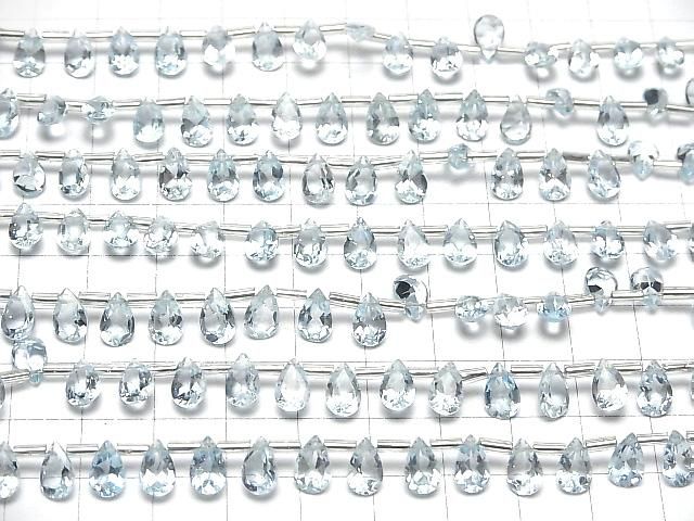【動画】宝石質スカイブルートパーズAAA ペアシェイプ ファセットカット8×5mm 半連/1連(28粒) サムネイル4